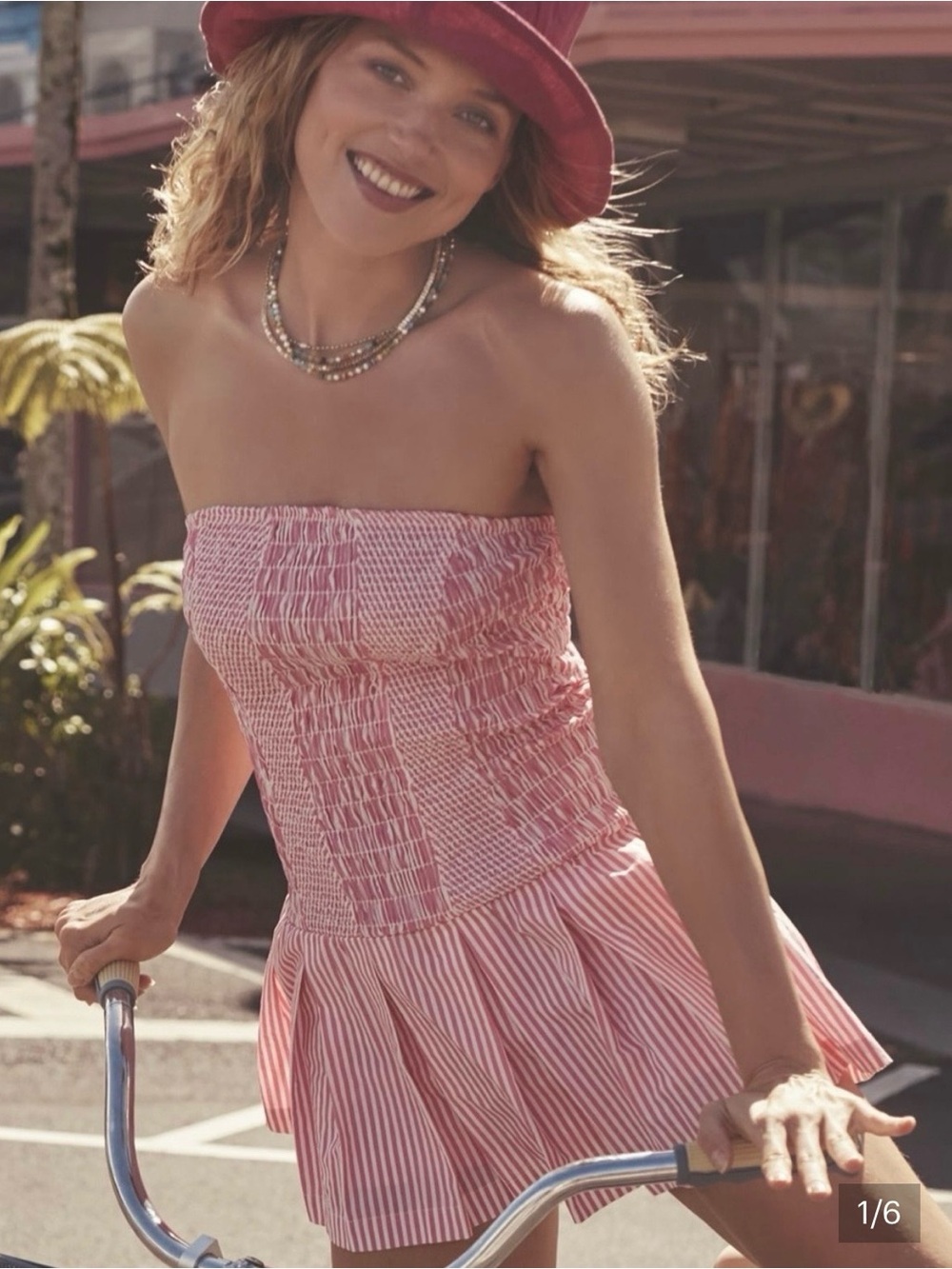Anthropologie Celandine Pink and White Striped Sleeveless Romper Dress Small
